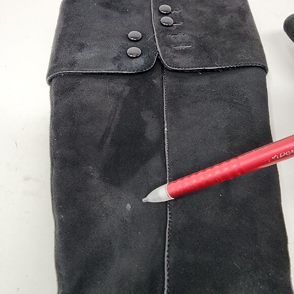 Sofft Lograno Black Suede Leather Knee High Cuffed Boots Zip Button Size 5.5M - Picture 10 of 16